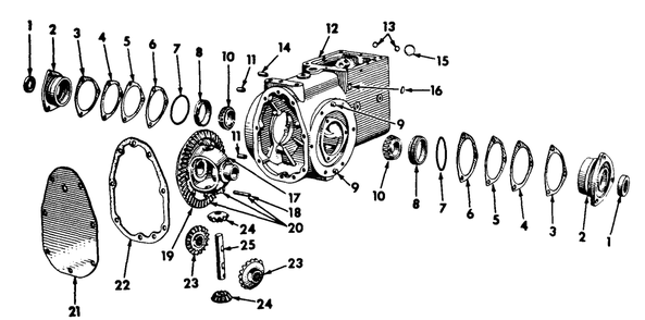 Transmission Case And Differential Diagram and Parts List for CUB185  Cub Cadet Lawn Tractor